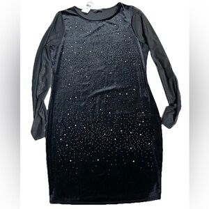 Fashion Nova Wishing Star Black Velvet Studded 1X Dress  New Year’s Eve Ready!